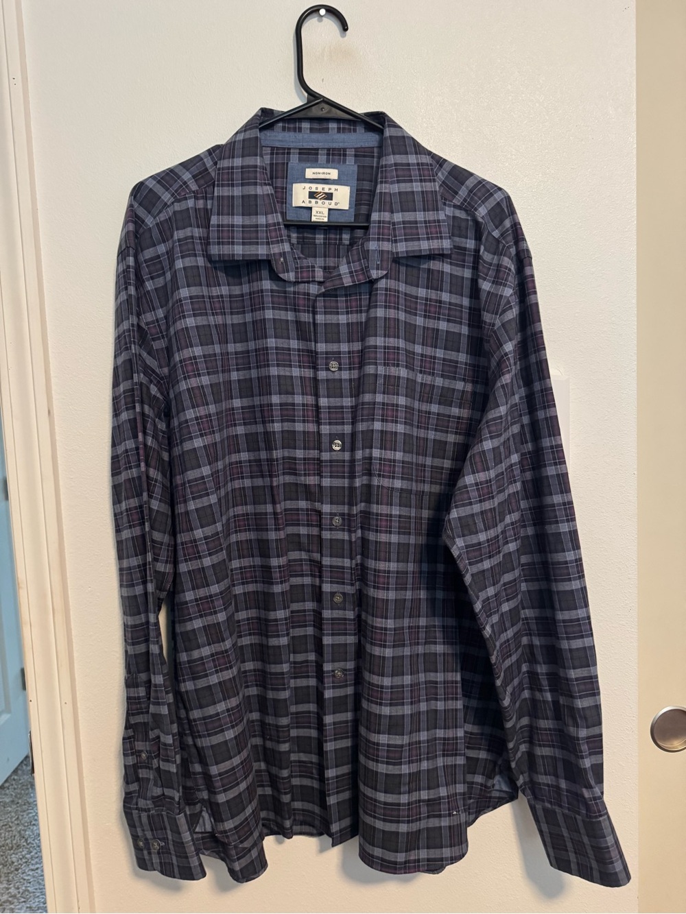 Joseph Abboud Navy and Gray Plaid Button-Down Shirt